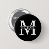 Gepersonaliseerd monogram en naam ronde button 5,7 cm (Voorkant /achterkant)
