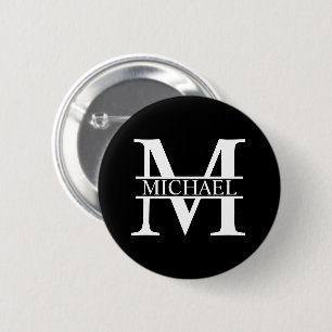 Gepersonaliseerd monogram en naam ronde button 5,7 cm