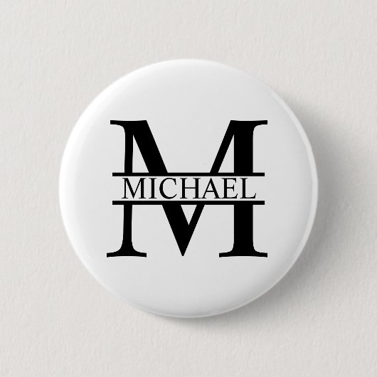 Gepersonaliseerd monogram en naam ronde button 5,7 cm (Voorkant)
