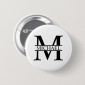 Gepersonaliseerd monogram en naam ronde button 5,7 cm (Voorkant /achterkant)