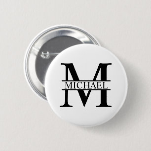 Gepersonaliseerd monogram en naam ronde button 5,7 cm