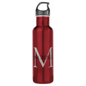Gepersonaliseerd Monogram en Naam Rood Waterfles (Voorkant)