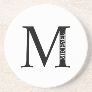 Gepersonaliseerd monogram en naam Sandstone-Onderz Zandsteen Onderzetter