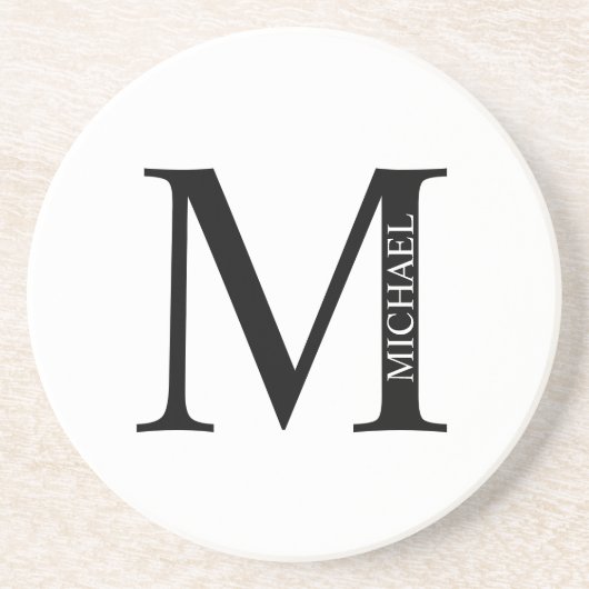 Gepersonaliseerd monogram en naam Sandstone-Onderz Zandsteen Onderzetter (Voorkant)