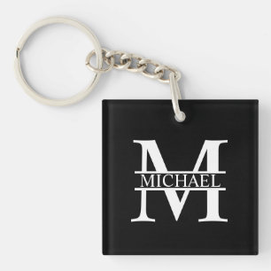 Gepersonaliseerd monogram en naam sleutelhanger
