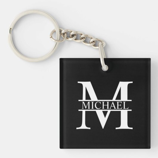 Gepersonaliseerd monogram en naam sleutelhanger (voorkant)