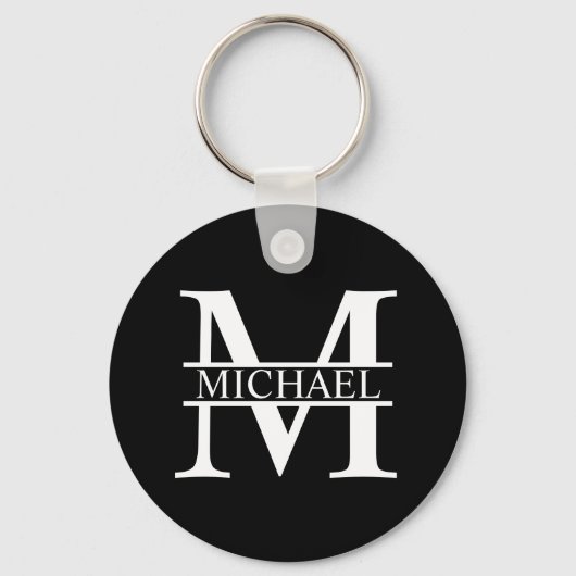 Gepersonaliseerd monogram en naam sleutelhanger (Voorkant)