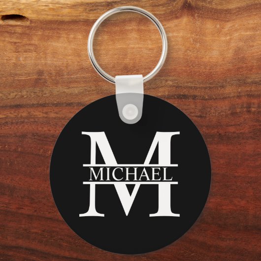 Gepersonaliseerd monogram en naam sleutelhanger (Voorkant)