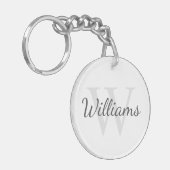 Gepersonaliseerd monogram en naam sleutelhanger (Voorkant Links)