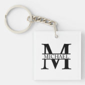 Gepersonaliseerd monogram en naam sleutelhanger (voorkant)