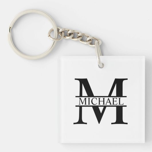Gepersonaliseerd monogram en naam sleutelhanger (voorkant)