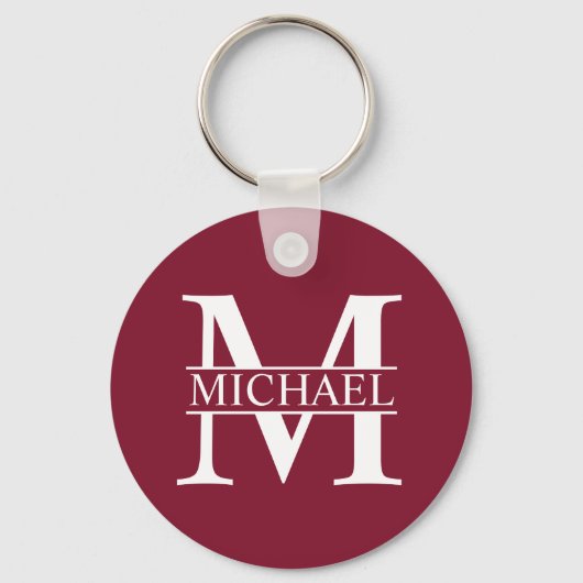 Gepersonaliseerd monogram en naam sleutelhanger (Voorkant)