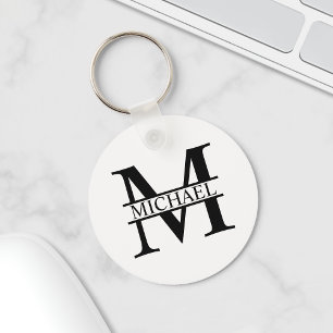 Gepersonaliseerd monogram en naam sleutelhanger