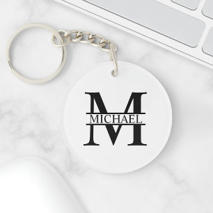 Gepersonaliseerd monogram en naam sleutelhanger