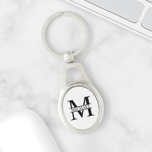 Gepersonaliseerd monogram en naam sleutelhanger