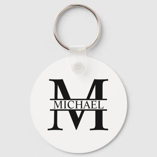 Gepersonaliseerd monogram en naam sleutelhanger (Voorkant)