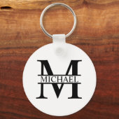 Gepersonaliseerd monogram en naam sleutelhanger (Voorkant)