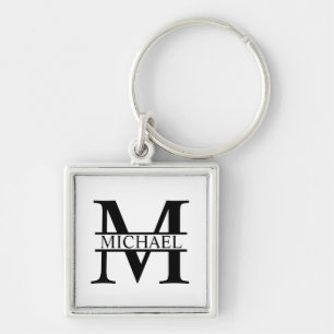 Gepersonaliseerd monogram en naam sleutelhanger