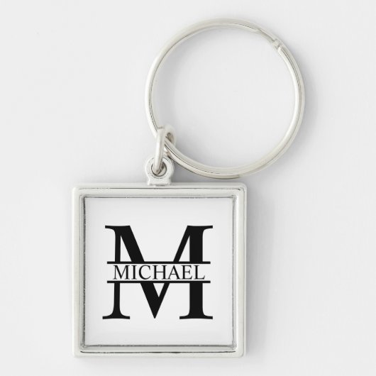 Gepersonaliseerd monogram en naam sleutelhanger (Voorkant)