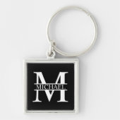 Gepersonaliseerd monogram en naam sleutelhanger (Voorkant)