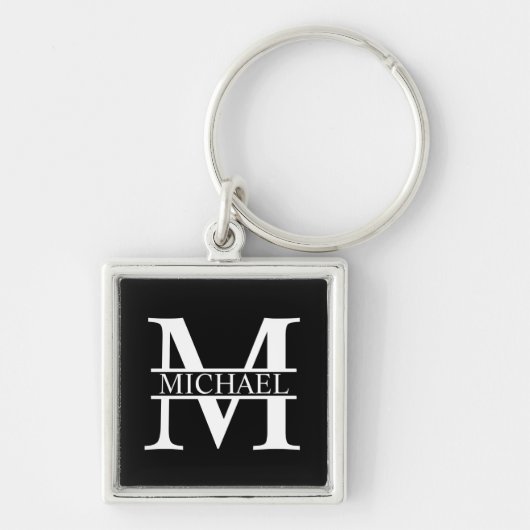 Gepersonaliseerd monogram en naam sleutelhanger (Voorkant)