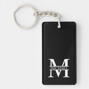 Gepersonaliseerd monogram en naam sleutelhanger