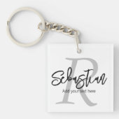 Gepersonaliseerd monogram en naam sleutelhanger (Voorkant)