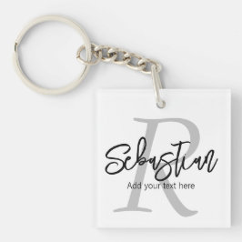 Gepersonaliseerd monogram en naam sleutelhanger