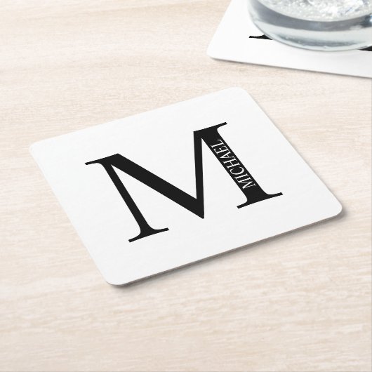 Gepersonaliseerd monogram en naam Square Paper Coa Kartonnen Onderzetters (Schuin)