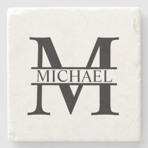 Gepersonaliseerd monogram en naam stenen onderzetter