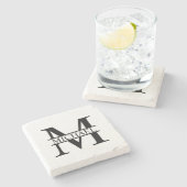 Gepersonaliseerd monogram en naam stenen onderzetter (Zijkant)
