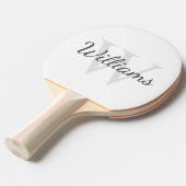 Gepersonaliseerd monogram en naam tafeltennisbatje (Voorkant Gekanteld)