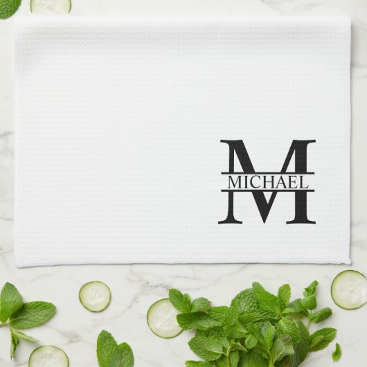 Gepersonaliseerd monogram en naam theedoek (Gevouwen)