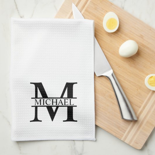 Gepersonaliseerd monogram en naam theedoek (Quarter Fold)