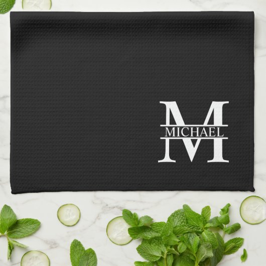 Gepersonaliseerd monogram en naam theedoek (Gevouwen)