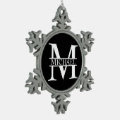 Gepersonaliseerd monogram en naam tin sneeuwvlok ornament (Links)
