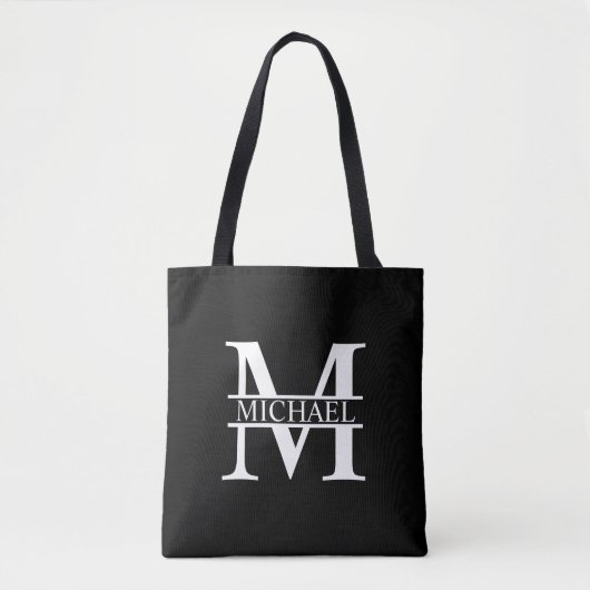 Gepersonaliseerd monogram en naam tote bag (Voorkant)