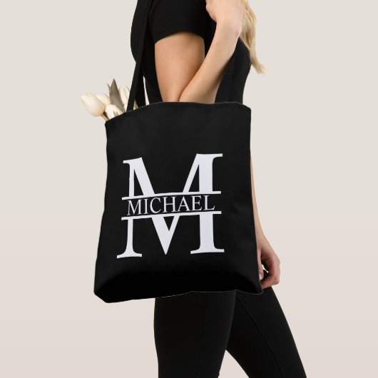 Gepersonaliseerd monogram en naam tote bag (Dichtbij)
