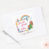 Gepersonaliseerd monogram en naam Vierde Graad Vierkante Sticker (Envelop)