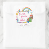 Gepersonaliseerd monogram en naam Vierde Graad Vierkante Sticker (Tas)