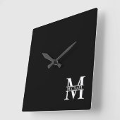 Gepersonaliseerd monogram en naam vierkante klok (Hoek)