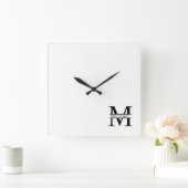 Gepersonaliseerd monogram en naam vierkante klok (Huis)