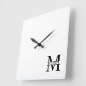 Gepersonaliseerd monogram en naam vierkante klok (Hoek)