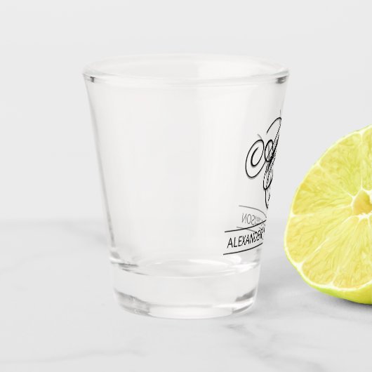 Gepersonaliseerd monogram en naam warm glas (Links)