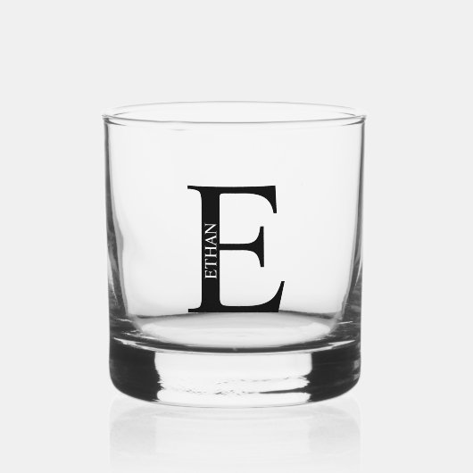Gepersonaliseerd monogram en naam whisky glas (Voorkant)