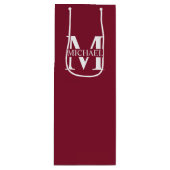Gepersonaliseerd monogram en naam wijn cadeautas (Voorkant)