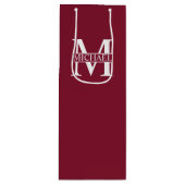 Gepersonaliseerd monogram en naam wijn cadeautas (Voorkant)