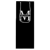 Gepersonaliseerd monogram en naam wijn cadeautas (Voorkant)