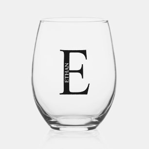 Gepersonaliseerd monogram en naam wijnglas zonder voet