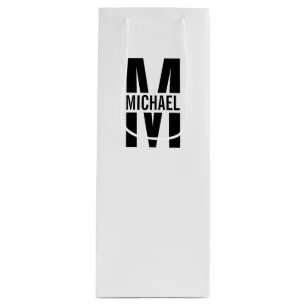 Gepersonaliseerd monogram en naam wijnsteenzak wijn cadeautas